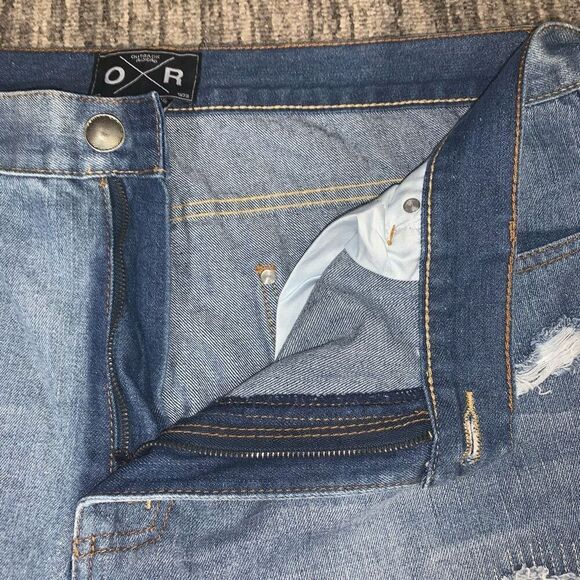 Outback Rider Mens Size 40x32 Denim Jeans Blue Distressed Destroyed Zip Fly - Picture 2 of 6